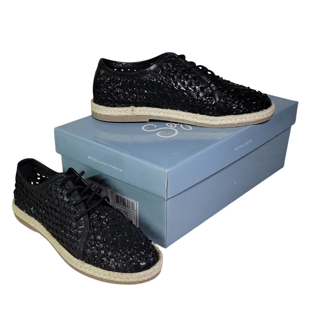 Seychelles Retro Row Lace Up Black Leather Oxford Sneakers Womens Size 6.5 New